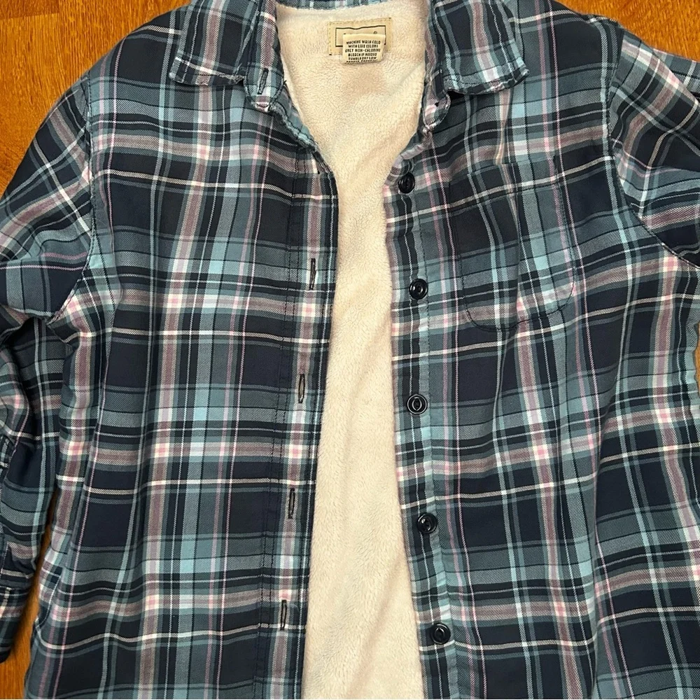 L.L. Bean Multicolor Plaid Fleece-Lined bottom up Shirt jacket